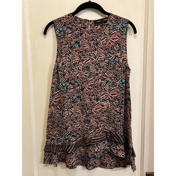Proenza Schouler 100% Silk Multicolor Print Sleeveless Top Blouse Women's Size 4 - Picture 1 of 8